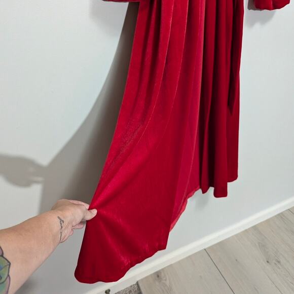 VTG Cinema Etoile size L red crushed velvet robe old cinema, movie star, luxury - Picture 7 of 9